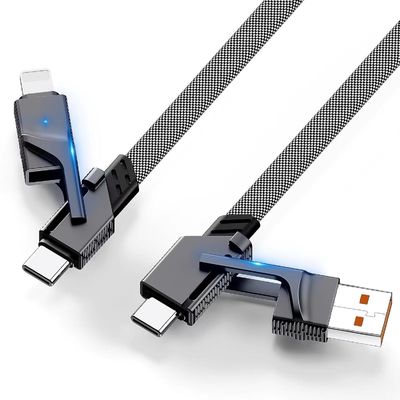 60 Вт USB кабель быстрой зарядки с плетеным двойным кабелем типа C 4 в 1 многокабель зарядки