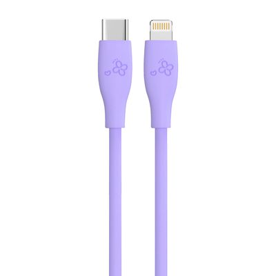 kupować Uroczy silikonowy kabel ładujący z kwiatami, fioletowy USB - C/Lightning online manufacture