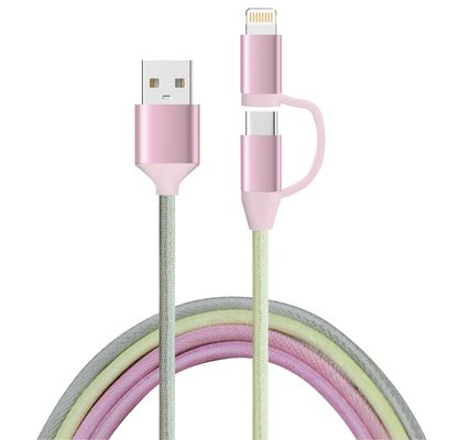 satın al 2 in 1 1M örgü telefon şarj kablosu 2A / 3A çıkışı özelleştirilmiş online manufacture