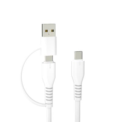 satın al Beyaz 3A Çıktı 2 in 1 Telefon için örülmüş şarj kablosu 1m / 2m Uzunluk Özel online manufacture