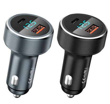 خرید شارژر فندکی USB سفارشی 2 پورت با نمایشگر ولتاژ پشتیبانی از OEM online manufacture