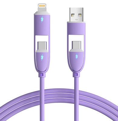 satın al Çok fonksiyonel silikon 4 In 1 şarj kablosu 60W hızlı şarj USB veri kablosu online manufacture