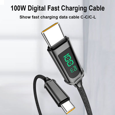 Beli Kabel tampilan digital yang dapat disesuaikan untuk pengisian ponsel 6A Output 1M Panjang Kabel USB paduan seng yang diikat online manufacture
