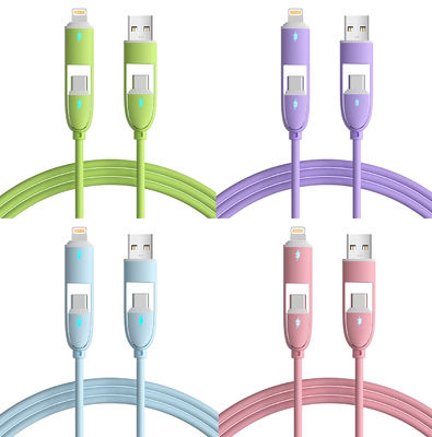 Beli 1m C-C66W C-L27W Multi Fungsi Silikon 4 In 1 Kabel Pengisian Cepat Pengisian Kabel Data USB online manufacture
