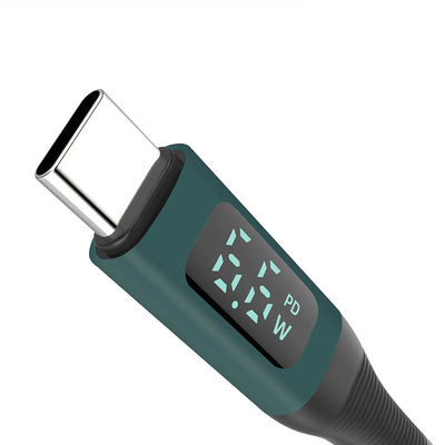 kopen Aanpasbaar digitaal scherm Mobiele telefoon oplaadkabel met 2A zwart TPE gevlochten en aluminium legering online manufacture