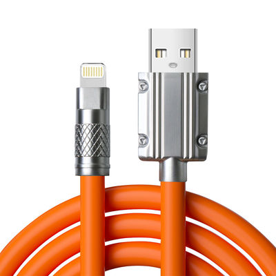 kupować 1m trwały kabel do ładowania silikonowy z łącznikami ze stopu cynkowego w kolorze pomarańczowym/niebieskim/białym/zielonym CC60W / CL27W 480Mbps Kabel online manufacture