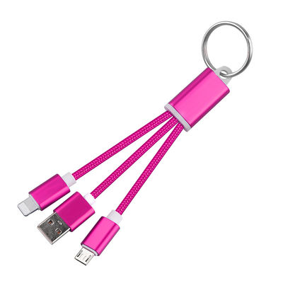 comprar Cable de carga trenzado resistente al desgaste Keychain USB para iluminación Micro 0.8M OEM 5V2A 3A Rojo Azul OEM Soporte personalizado online manufacture