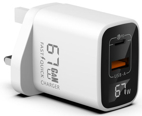 kopen 67W GaN USBA met USB C Dual Ports Charger Super Fast Charging Charger PD Adapter RoHS gecertificeerd 100-240V Global Universal online manufacture
