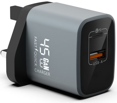 kupować UK Wtyczka 45W GaN USBA z podwójnymi portami USB C Ładowarka Super Szybkie Ładowanie Ładowarka PD Adapter online manufacture