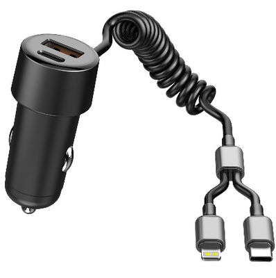 Mua Bộ sạc xe ô tô USB hai cổng 2025 LX với dây xuân và cáp USB C / Đèn online manufacture
