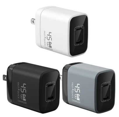 comprare 2025 LX 45W Bianco/Nero Nitruro di Gallio Doppio Porto Caricabatterie USB C Pieghevole US Plug Fast Charging Adapter Carriera a Parete Personalizzata online manufacture