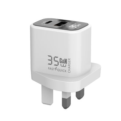 satın al ABS 35W GaN Dijital Ekranlı Hızlı Şarj cihazı USB-C 30W/USB-A 35W Evrensel Flash Şarj Gerçek Zamanlı Güç Görüntüleme online manufacture