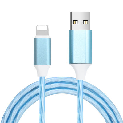 주문 3A 출력 전기 발광 USB 케이블 빛나는 것을 보세요 TPE와 알루미늄 합금으로 엮은 흐름을 느껴보세요 online manufacture