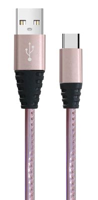 satın al 100cm Uzunluk Yıldızlı Gece USB Kablosu Gece yarısı şarj için yumuşak parlaklık TPE ve alüminyum alaşımla örülmüş online manufacture