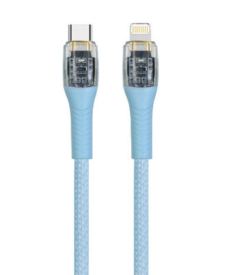 kupować OEM Świetlnie niebieski silikonowy kabel USB-C do błyskawicy Translucent Tech online manufacture
