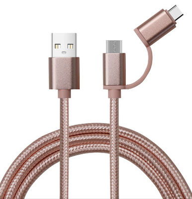 comprar Soporte OEM personalizado Cable trenzado oro rosa para carga rápida 3A Salida CC60W/CL27W USB-A a Micro-USB/USB-C online manufacture