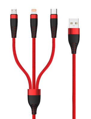 Mua Bộ cáp USB 1 đến 3 Bộ cáp nhôm đan xen cho iPhone / Android C-C20V3A 60W tối đa / C-L 9V3A 27W tối đa bền lâu dài online manufacture