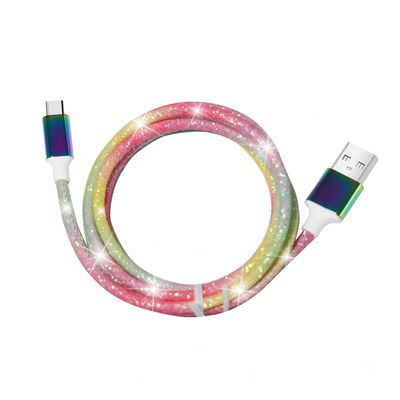 kopen Regenboog Sparkle USB-datakabel Fast Charge Opvallend ontwerp met op maat gemaakte OEM-ondersteuning en 1m/2m lengte online manufacture
